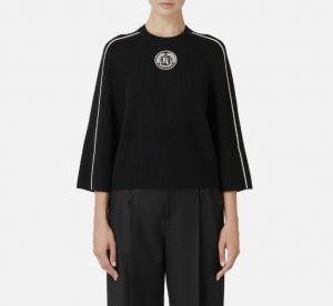 Elisabetta franchi maglia cropped in viscosa con patch logo