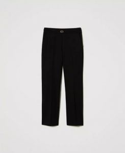 Twinset pantaloni con cinturino oval t e piega