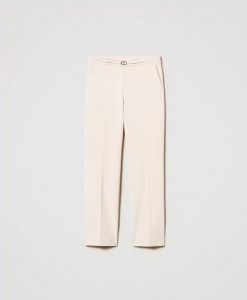 Twinset pantaloni con cinturino oval t e piega