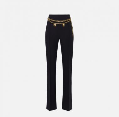 Elisabetta franchi pantalone palazzo in crepe strecht con cintura